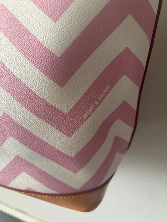 Dooney & Bourke Chevron Tote with Tan Leather Trim - Picture 7 of 15